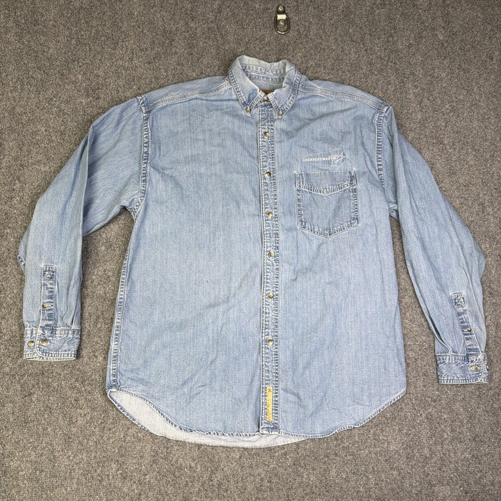 Lockheed Martin Engineering Denim Button Up Shirt Size Large Aeronautics